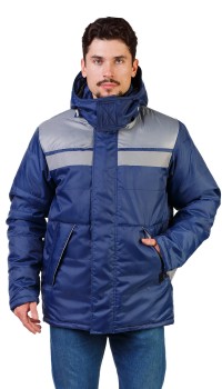 Куртка РЕЙС1 мужская зимняя т-синяя с серым