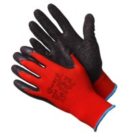 Gward Red Красные нейлоновые перчатки с черным текстурированным латексом (L2001)