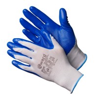 Gward Blue Перчатки из белого нейлона с синим нитриловым покрытием (N2002)