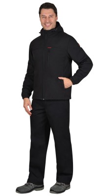 Куртка СИРИУС-Азов с капюшоном черный софтшелл пл 350 г/кв.м