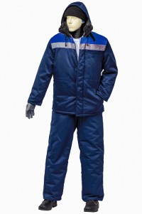 Куртка Иртыш-2 утепленная (т.синий/васильковый с мех.воротником)
