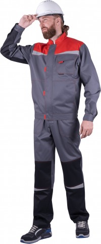 Костюм КМ-10 ЛЮКС летний, серый-красный, куртка+брюки (Кос 575)