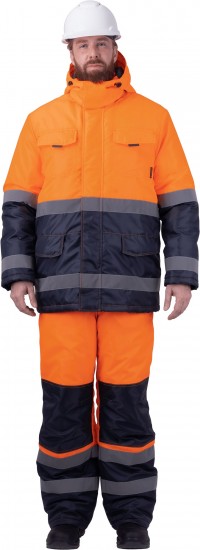 Костюм БРАЙТ зимний, флуоресцентный оранжевый-синий (КОС 763)