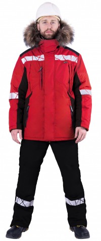 Куртка ХАЙ-ТЕК SAFETY зимняя, красный-черный (Кур 215)